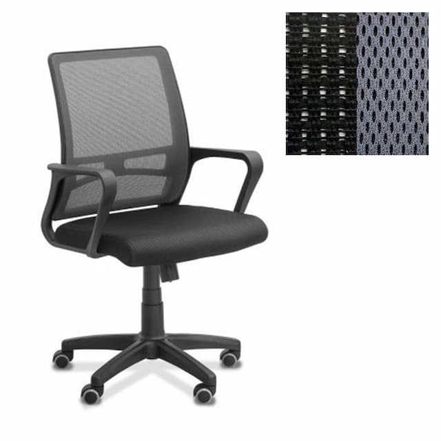Офисное кресло для персонала Юнитекс Акцент сетка YM/ткань TW черная/серая