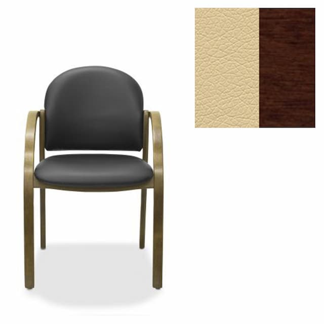 Офисный стул Юнитекс Джуно экокожа премиум бежевая CN1123/дерево-орех гамильтон