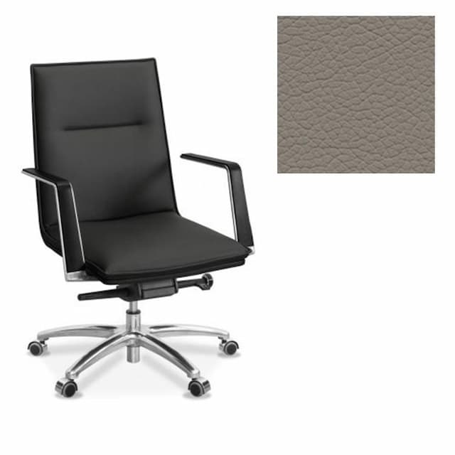 Кресло Юнитекс Соло для посетителя натуральная кожа с компаньоном серая NL50