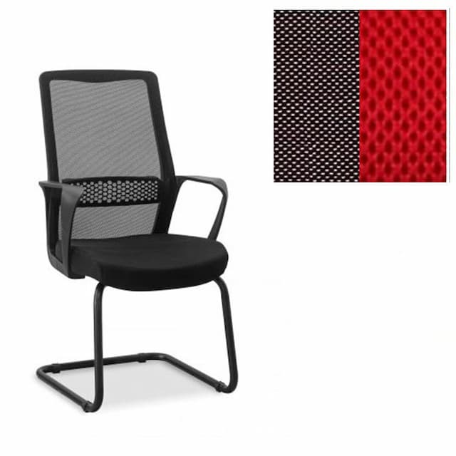 Кресло посетителя Юнитекс Space S на раме сетка/ткань TW черная/красная