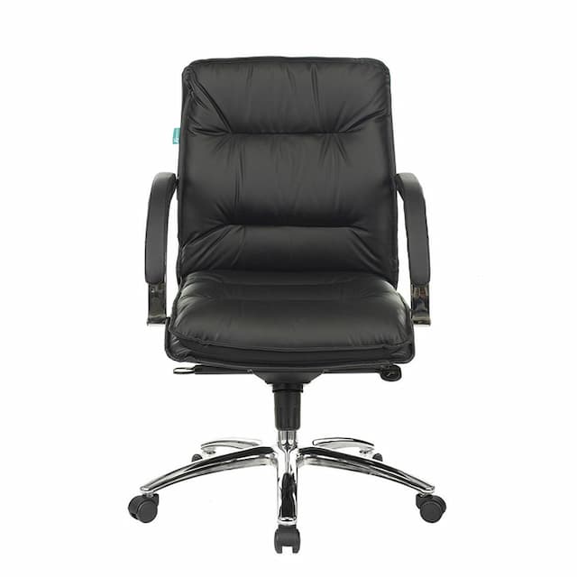 Кресло руководителя Бюрократ T-9927SL-LOW черный кожа низк.спин. крестов. металл хром