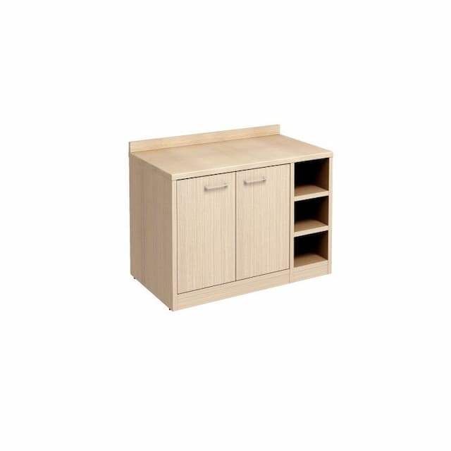 Шкаф низкий с открытой секцией с полками Юнитекс КРЕДО КР 121 ДК дуб скандинавский