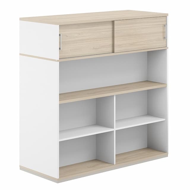 Стеллаж-комбо 1638 двухсторонний Norden Allegro AG.256.440.676.WH с антресолью и с экраном ЛДСП