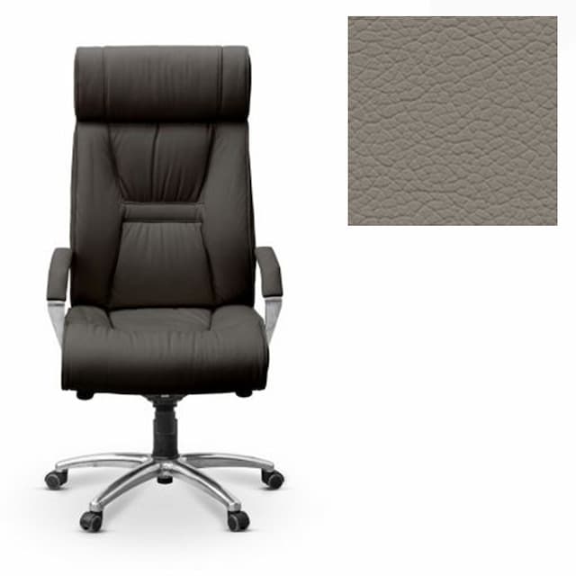 Кресло руководителя Юнитекс Олимп X с хромом натуральная кожа с компаньоном серая NL50