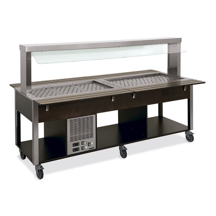 Стол Шведский комбинированный (защитное стекло статичное) MetalCarrelli 6920.6F3-RAL (цвет по RAL)
