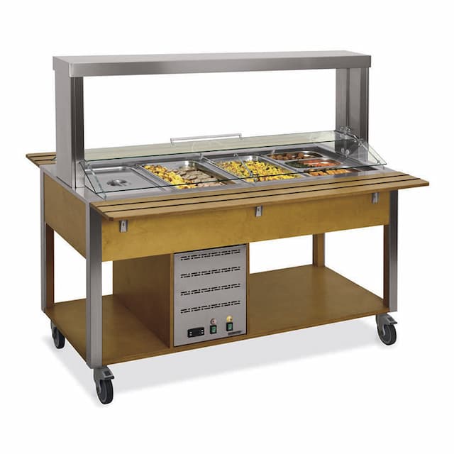 Стол Шведский тепловой (защитное стекло подвижное) MetalCarrelli 6910.3M-R (дуб)